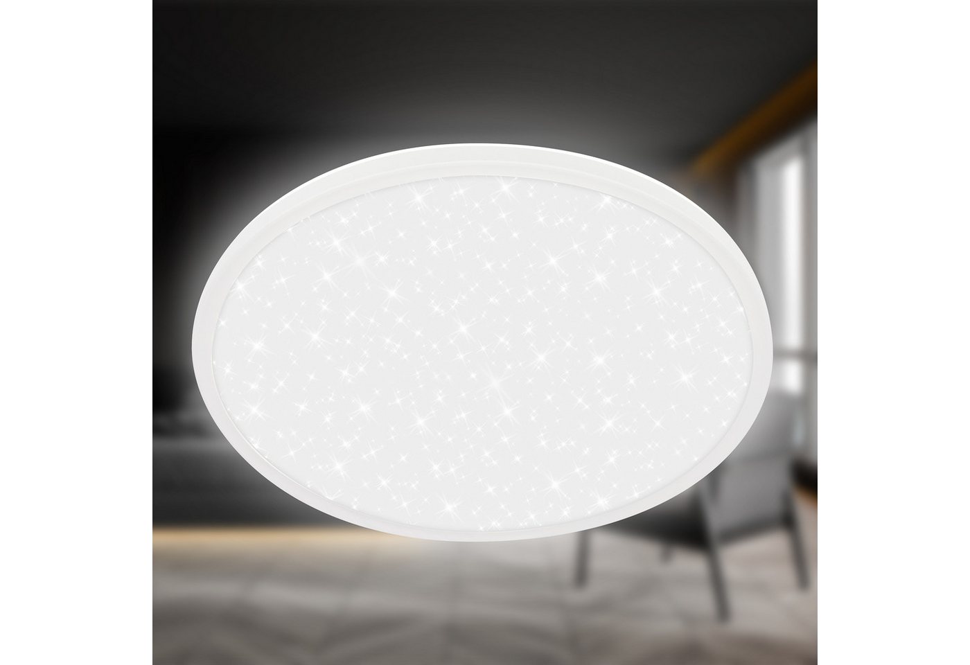 Briloner Leuchten LED Deckenleuchte Sternenhimmel-Effekt indirektes Licht Flaches Design, On/Off, LED fest integriert von Briloner Leuchten