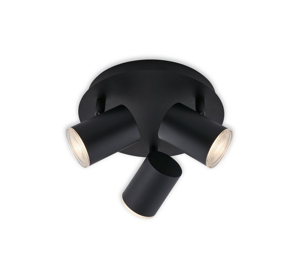 Briloner Leuchten LED Deckenspot 2731-035, ohne Leuchtmittel, Abhängig vom Leuchtmittel - Warmweiß / Neutralweiß / Kaltweiß, 3-flammig, Spotköpfe dreh- und schwenkbar, schwarz, exkl. GU10 von Briloner Leuchten