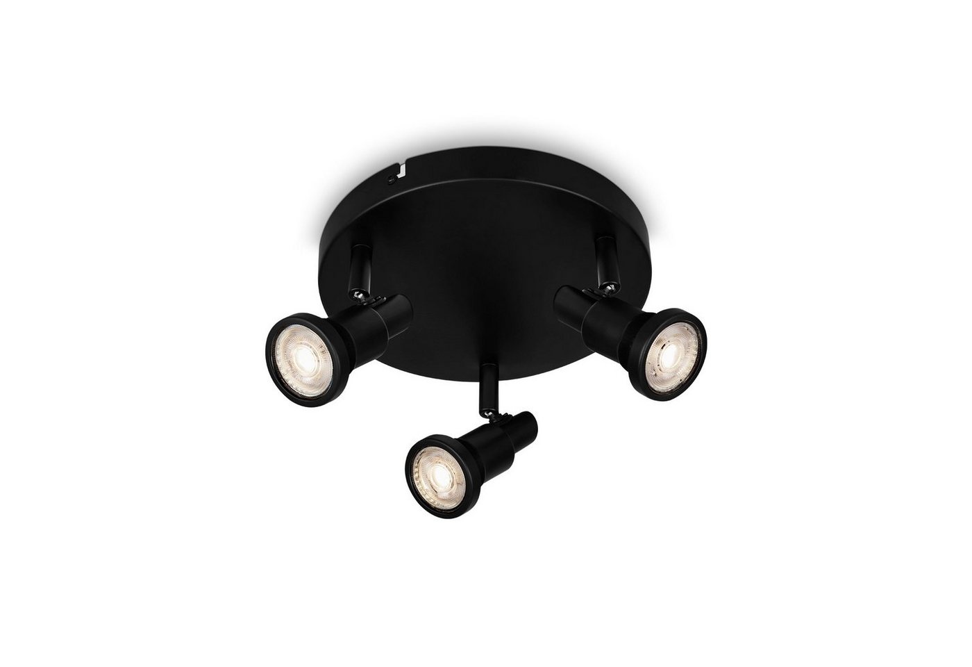 Briloner Leuchten LED Deckenspots 2992-035R, LED wechselbar, Warmweiß, 3-flammig, IP44, schwenkbar, schwarz, Warmweiß 3000K, GU10 von Briloner Leuchten