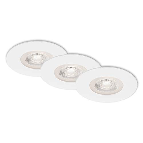 BRILONER Leuchten - LED Einbauleuchten, 3er Set, Deckenlampen je 5 Watt, je 460 Lumen, 3.000 Kelvin, IP44, Weiß, 90x25mm (DxH) von BRILONER