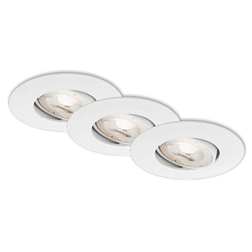 BRILONER Leuchten - LED Einbauleuchten, 3er Set Deckenlampen, LED-Modul schwenkbar, je 5 Watt, je 460 Lumen, 3.000 Kelvin, IP23, Weiß, 90x24mm (DxH), 7146-036 von BRILONER