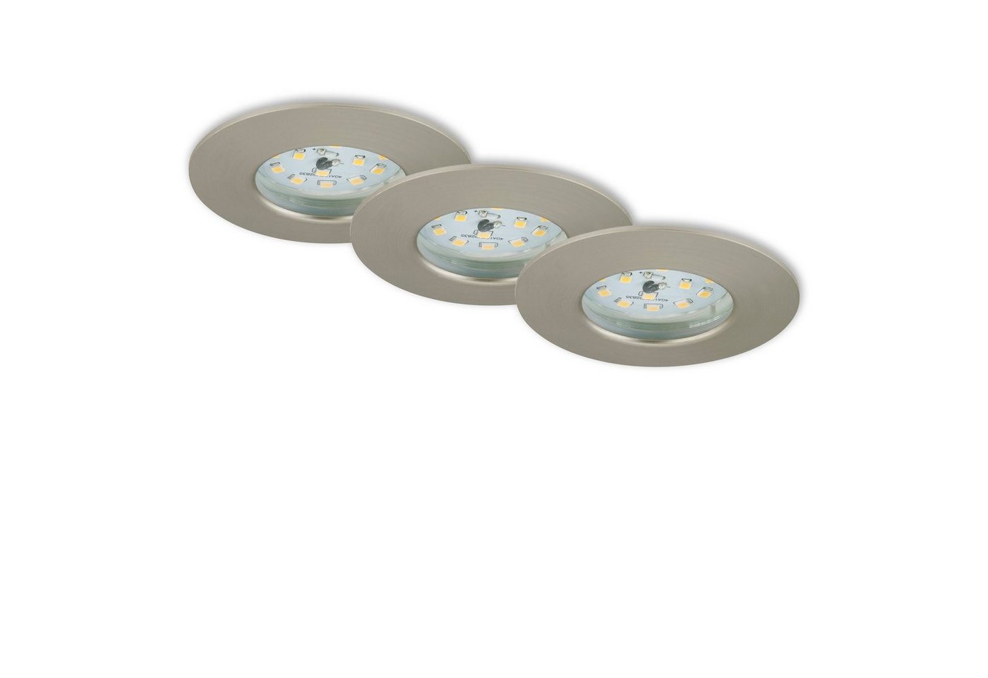 Briloner Leuchten LED Einbauleuchte 7204-032, LED fest verbaut, Warmweiß, Einbauleuchte 3er SET auch für Bad - IP44 Ø 7,5cm von Briloner Leuchten