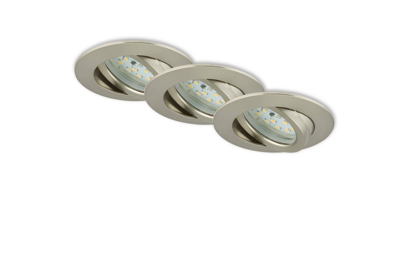 Briloner Leuchten LED Einbauleuchte 7232-032, Dimmfunktion, LED fest verbaut, Warmweiß, 3er Set, dimmbar, ultraflach, schwenkbar, silber, 8,2 cm von Briloner Leuchten