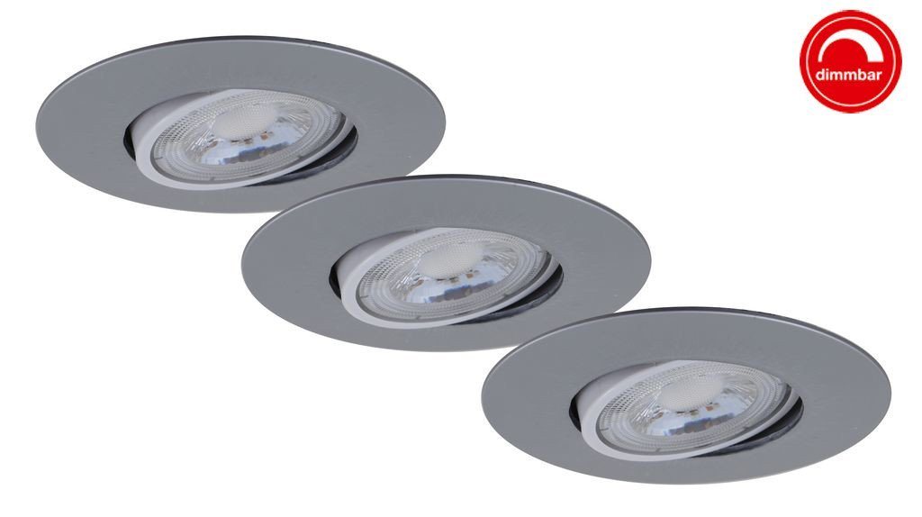 Briloner Leuchten LED Einbaustrahler Briloner 3er Set LED Einbauleuchte Nava chrom-matt, Inkl. Leuchtmittel, Dimmbar nicht Smart Home-fähig ohne Bewegungsmelder Briloner Leuchten LED Einbaustrahler Briloner 3er Set LED Einbauleuchte Nava chrom-matt, Inkl. Leuchtmittel, Dimmbar nicht Smart Home-fähig ohne Bewegungsmelder von Briloner Leuchten