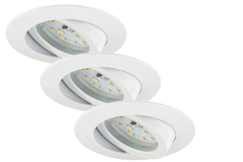 Briloner Leuchten LED Einbaustrahler Briloner 3er Set LED Einbauleuchten Attach weiß Ø, Inkl. Leuchtmittel, Dimmbar nicht Smart Home-fähig ohne Bewegungsmelder von Briloner Leuchten
