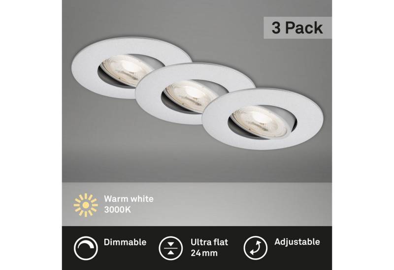 Briloner Leuchten LED Einbaustrahler Einbauleuchte Extra-Warmweiß Dimmfunktion ultraflach, LED fest integriert, 2700K - Extra - Warmweiß, 3er Set, dimmbar, ultraflach, IP44, chrom-matt, 9 cm Briloner Leuchten LED Einbaustrahler Einbauleuchte Extra-Warmweiß Dimmfunktion ultraflach, LED fest integriert, 2700K - Extra - Warmweiß, 3er Set, dimmbar, ultraflach, IP44, chrom-matt, 9 cm von Briloner Leuchten