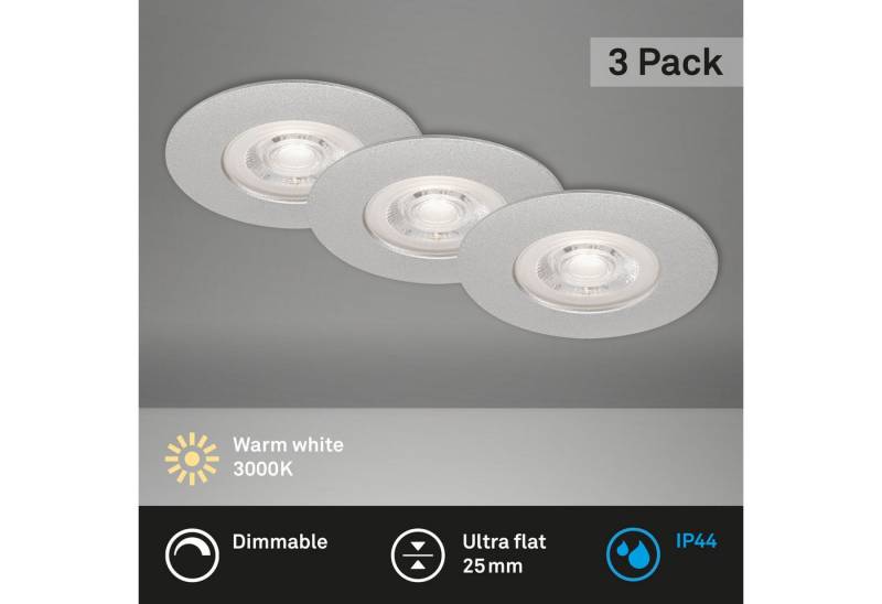 Briloner Leuchten LED Einbaustrahler Einbauleuchte Extra-Warmweiß Dimmfunktion ultraflach, LED fest integriert, 2700K - Extra - Warmweiß, 3er Set, dimmbar, ultraflach, IP44, chrom-matt, 9 cm Briloner Leuchten LED Einbaustrahler Einbauleuchte Extra-Warmweiß Dimmfunktion ultraflach, LED fest integriert, 2700K - Extra - Warmweiß, 3er Set, dimmbar, ultraflach, IP44, chrom-matt, 9 cm von Briloner Leuchten
