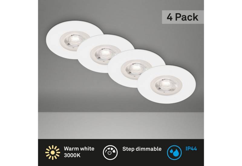 Briloner Leuchten LED Einbaustrahler Einbauleuchten Extra-Warmweiß 4er Set ultraflach dimmfunktion, LED fest integriert, 2700K - Extra - Warmweiß, 4er Set, ultraflach, IP44, Warmweiß 3000K, chrom-matt, 9 cm Briloner Leuchten LED Einbaustrahler Einbauleuchten Extra-Warmweiß 4er Set ultraflach dimmfunktion, LED fest integriert, 2700K - Extra - Warmweiß, 4er Set, ultraflach, IP44, Warmweiß 3000K, chrom-matt, 9 cm von Briloner Leuchten