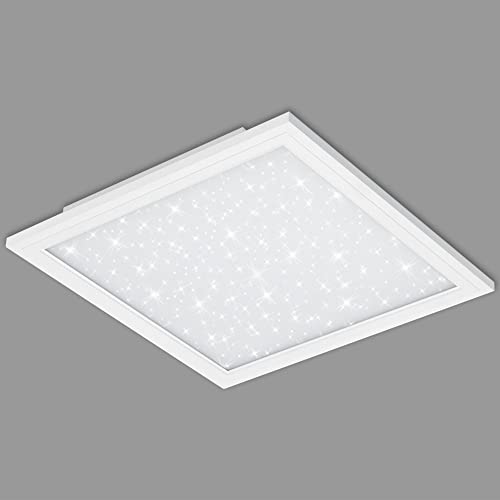 BRILONER - LED Deckenlampe mit Sternenhimmel, flach, neutralweiße Lichtfarbe, LED Lampe, LED Deckenleuchte, Wohnzimmerlampe, LED Panel, Küchenlampe, Deckenbeleuchtung, 45x45x6 cm, Weiß von BRILONER