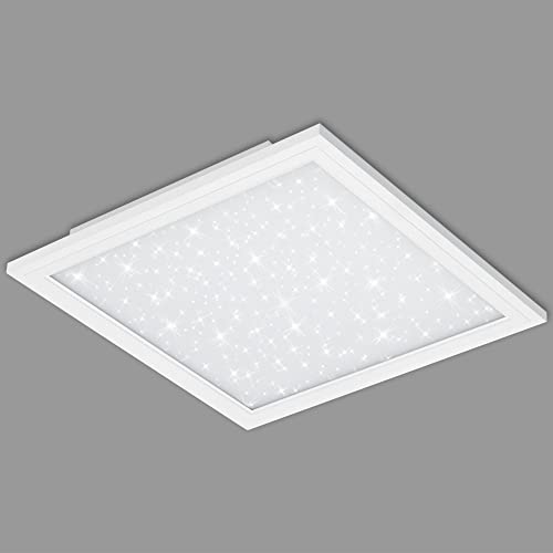 BRILONER - LED Deckenlampe mit Sternenhimmel, flach, neutralweiße Lichtfarbe, Lampe, Deckenleuchte, Wohnzimmerlampe, LED Panel, Küchenlampe, Deckenbeleuchtung, 45x45x6 cm, Weiß von BRILONER