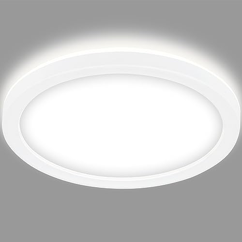 BRILONER - LED Panel, Deckenleuchte ultra flach 28 mm, LED Deckenlampe mit Hintergrundbeleuchtungseffekt, 12 Watt, 1.400 Lumen, 4.000 Kelvin, Weiß, Rund, Ø 19cm von BRILONER