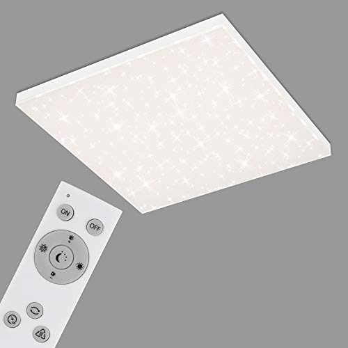 Briloner Leuchten - LED Panel, Deckenleuchte dimmbar, Deckenlampe mit Lichtkante, Sternendekor, inkl. Fernbedienung, Farbtemperatursteuerung, 38 Watt, 3.800 Lumen, Weiß, 595x595x69mm (LxBxH), 7381-216 von BRILONER