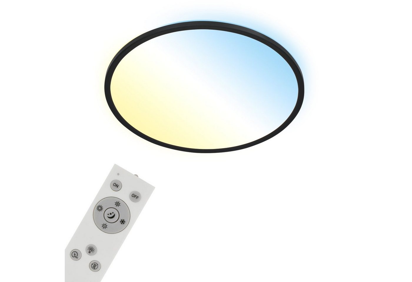 Briloner Leuchten LED Panel 3728-015, CCT Farbtemperatursteuerung, Fernbedienung, dimmbar, ultraflach, indirektes Licht, Nachtlicht, LED fest verbaut, Farbwechsler, Kaltweiß, Neutralweiß, Tageslichtweiß, Warmweiß, Deckenlampe, 48x3cm, Schwarz, 31W, Wohnzimmer, Schlafzimmer, Küche von Briloner Leuchten