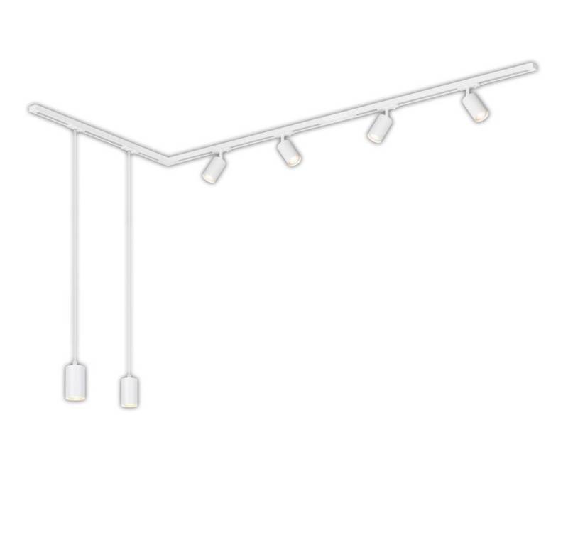 Briloner Leuchten LED Pendelleuchte 8014066B, LED wechselbar, 2700K - Extra-Warmweiß, Schienensystem Rail 2,25 m Weiß max. 9W Decke Wohnzimmer Büro Küche von Briloner Leuchten