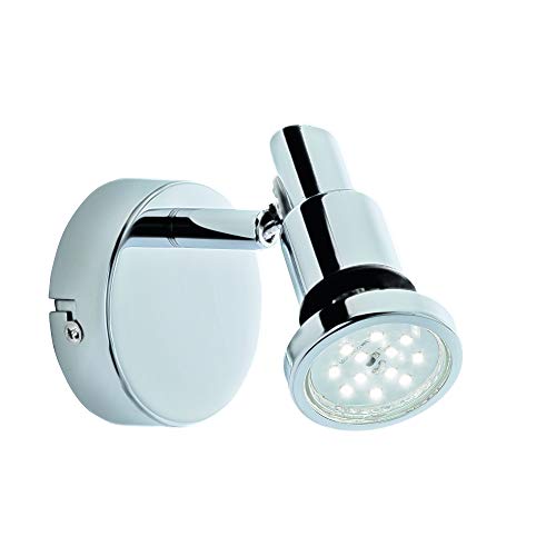 Briloner Leuchten - LED Spot, Wandspot, Badleuchte, Badlampe, IP44, Strahler dreh- und schwenkbar, 1x GU10, 4 Watt, 400 Lumen, 3.000 Kelvin, Chrom, 80x106mm (DxH), 2992-018 von BRILONER