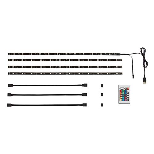 Briloner Leuchten - LED TV Beleuchtung, LED Band dimmbar, LED Strip selbstklebend, 2m, USB-Anschluss, geeignet für 32-78 Zoll, Licht-Leiste 48 x RGB-LED Farbwechsel, 2353-024, 50 x 10 x 3 cm von BRILONER