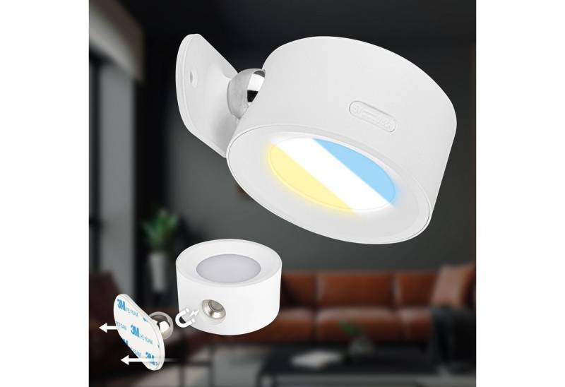 Briloner Leuchten LED Wandleuchte Wandlampe kabellos Akku Bettlicht Bildbeleuchtung CCT Magnetisch, LED fest integriert, Wandlicht Innen 9 x 7,5 x 4 cm ohne Stromanschluss von Briloner Leuchten