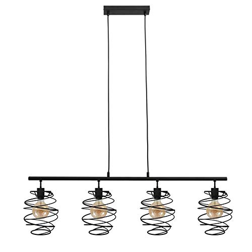 BRILONER Leuchten Pendelleuchte, Pendellampe 4-flammig, Hängelampe retro vintage, Black Steel, 4x E27, max. 60 Watt, Schwarz, 1110x210x1300mm (LxBxH) von BRILONER