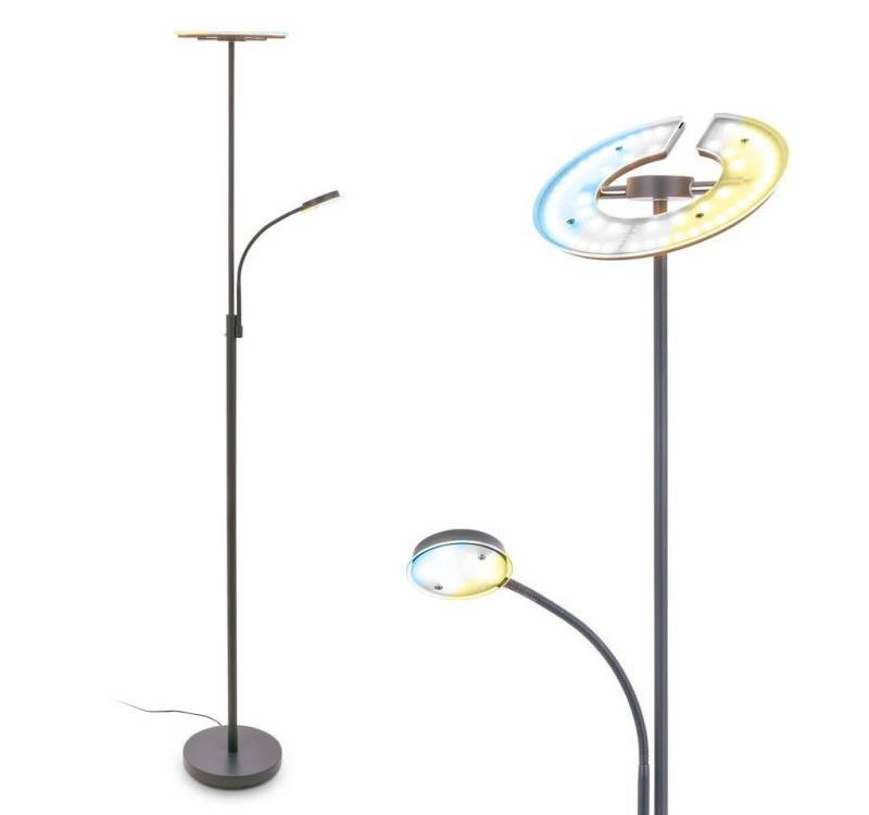 Briloner Leuchten Stehlampe 1204025, Dimmfunktion, LED fest integriert, 2700K - Extra-Warmweiß, LED Stehleuchte 45x32x180 cm (LxBxH) Anthrazit 30W Wohnzimmer Flur von Briloner Leuchten
