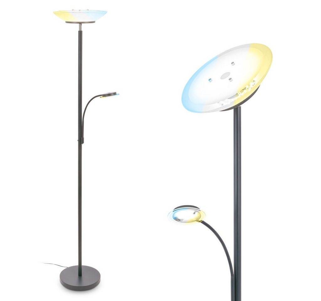 Briloner Leuchten Stehlampe 1205025, Dimmfunktion, LED fest integriert, 2700K - Extra-Warmweiß, LED Stehleuchte 45x32x180 cm (LxBxH) Anthrazit 24W Wohnzimmer Flur von Briloner Leuchten