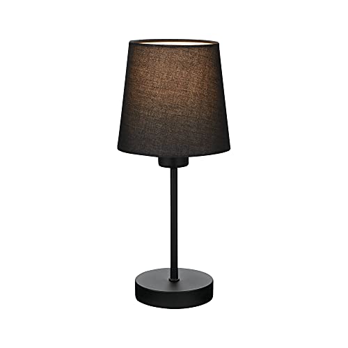 BRILONER - Nachttischlampe mit Kabelschalter, Lampenschirm aus Stoff, E14 Fassung max. 25 Watt, Tischlampe, Lampe, Schreibtischlampe, Tischleuchte, Bürolampe, Leselampe Bett, 10x31,4 cm, Schwarz von BRILONER