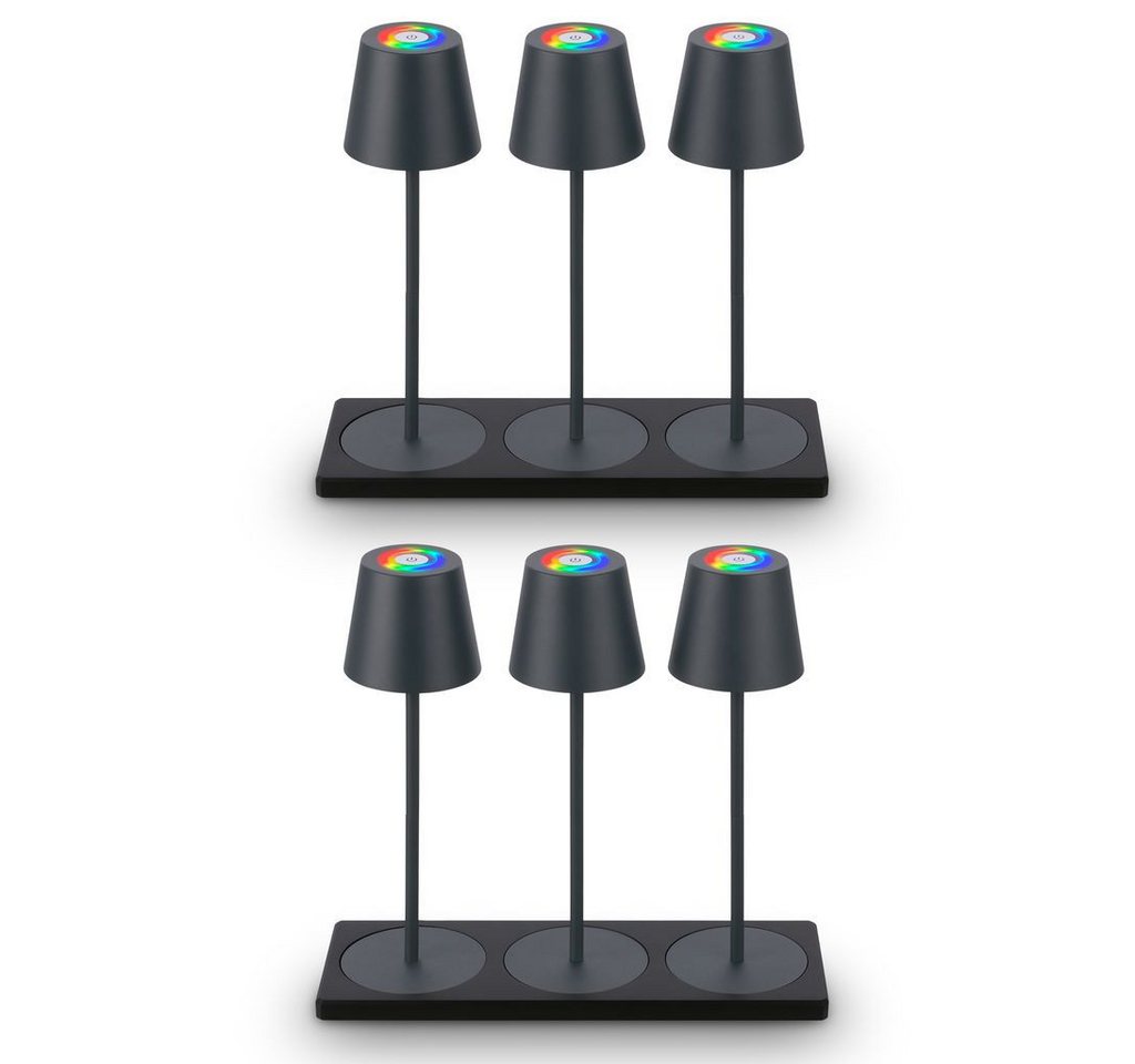 Briloner Leuchten Tischleuchte 6x Tischlampen Akku Ladestationdimmbar touch RGB 7517065B, Dimmfunktion, LED fest integriert, 2700K - Extra-Warmweiß, Tischlampen kabellos 36x12cm Anthrazit je 2,5W Wohnzimmer Outdoor Briloner Leuchten Tischleuchte 6x Tischlampen Akku Ladestationdimmbar touch RGB 7517065B, Dimmfunktion, LED fest integriert, 2700K - Extra-Warmweiß, Tischlampen kabellos 36x12cm Anthrazit je 2,5W Wohnzimmer Outdoor von Briloner Leuchten