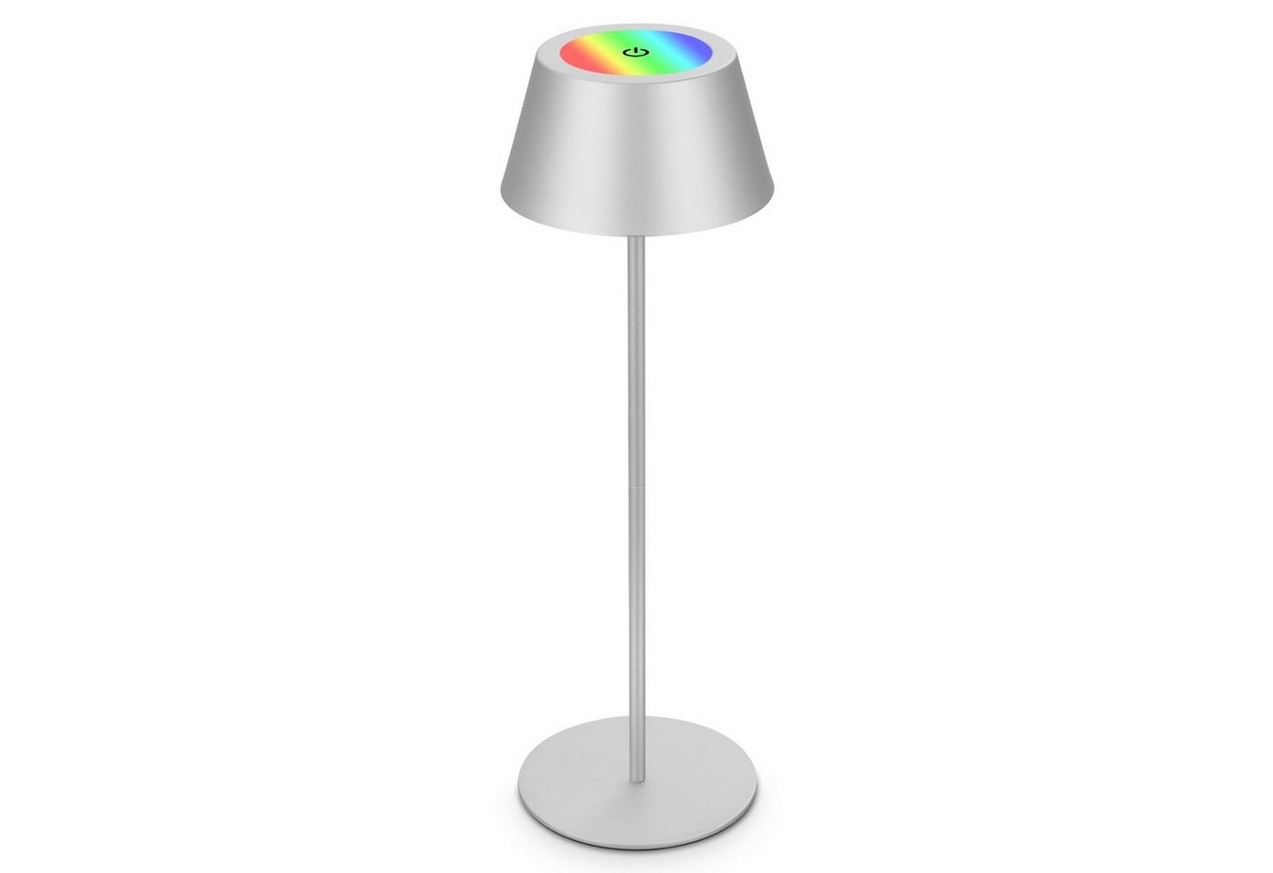 Briloner Leuchten Außen-Tischleuchte 7466018, dimmbar, höhenverstellbar, Touch, USB-C Aufladung, Akku, LED fest verbaut, Farbwechsler, Warmweiß, Tischlampe kabellos, 38 x 12 cm, Chrom-Matt, 2,6W, Spritzwasserschutz von Briloner Leuchten