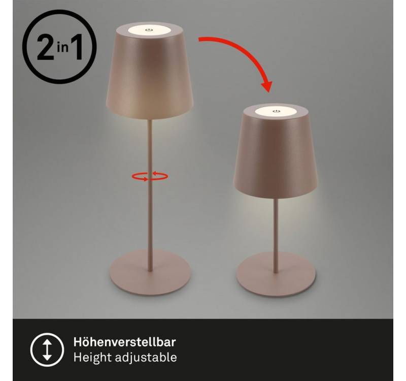 Briloner Leuchten Tischleuchte 7508012, LED wechselbar, 2700K - Extra-Warmweiß, LED Tischlampe kabellos 36x10,5 cm Umbrasand Wohnzimmer Schlafzimmer von Briloner Leuchten