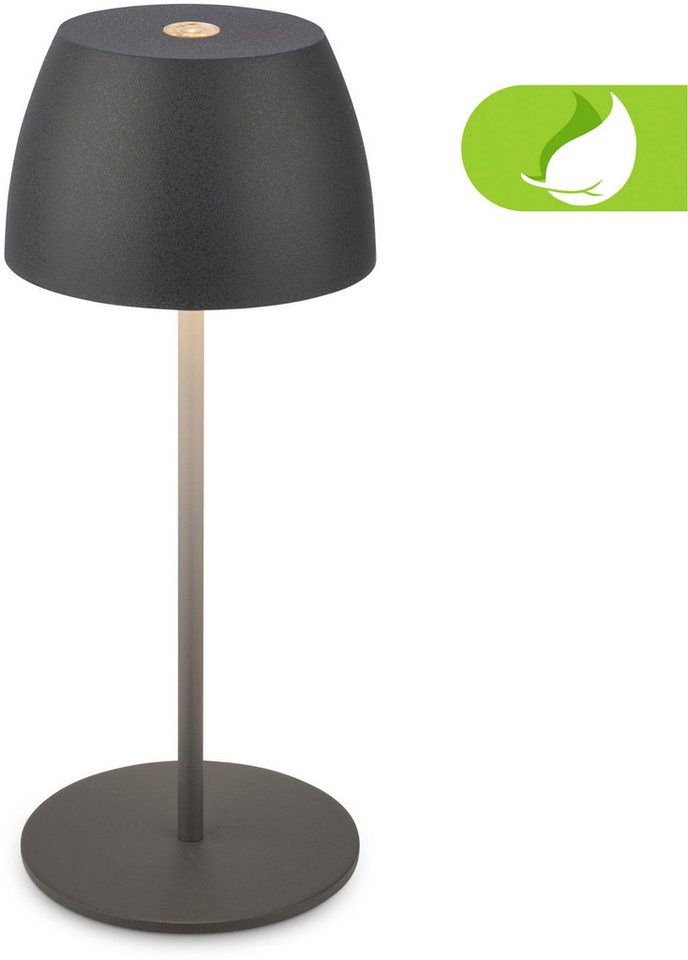Briloner Leuchten LED Außen-Tischleuchte Serina Mini, LED wechselbar, Extra-Warmweiß, Akku Tischlampe, kabellos, IP44, Wohnzimmer, Schlafzimmer, Outdoor von Briloner Leuchten