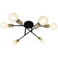 Deckenleuchte Deckenlampe drehbar 6xE27 60W schwarz-goldfarben Briloner von Briloner
