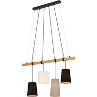 Pendelleuchte Hängelampe BRILONER LEUCHTEN BAR, 25 W, IP20, multicolor, Holz-Stoff, exkl. 4x E14, 90 x 170 cm von Briloner