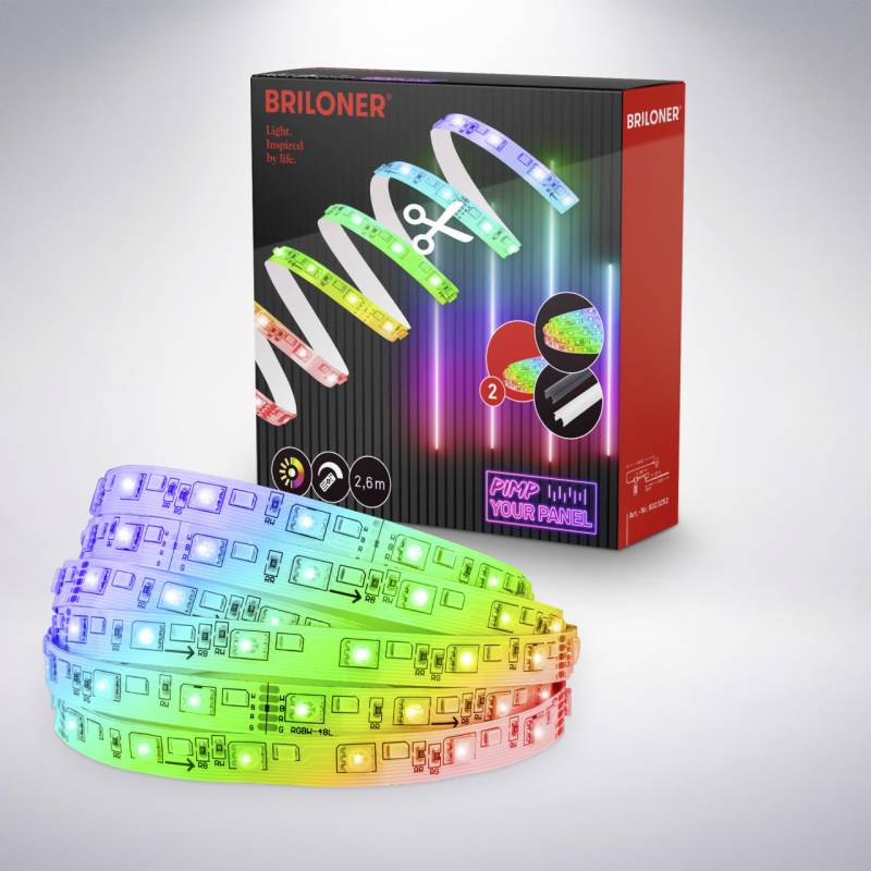Brilloner LED-Stripe Pimp your Panel bunt RGB, 2,6 m, 3000K 1300 lm Erweiterungsset von Briloner