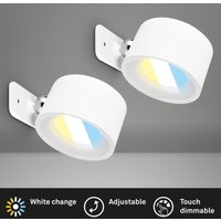 2er Set Tari Wandleuchten ohne Stromanschluss, Dimmbar, Touch, Schwenkbar, Magnetisch abnehmbar, Weiß, 8,7 x 7,5 x 4,8 cm - Briloner 2er Set Tari Wandleuchten ohne Stromanschluss, Dimmbar, Touch, Schwenkbar, Magnetisch abnehmbar, Weiß, 8,7 x 7,5 x 4,8 cm - Briloner von Briloner