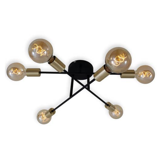 Briloner Deckenlampe Deckenleuchte Hängeleuchte Lampe Black Steel Sechsflammig B-Ware von Briloner