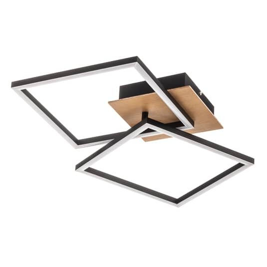 Briloner Deckenlampe Frame Deckenleuchte Lampe 2 Flammig Switchdim Schwarz Holz B-Ware von Briloner