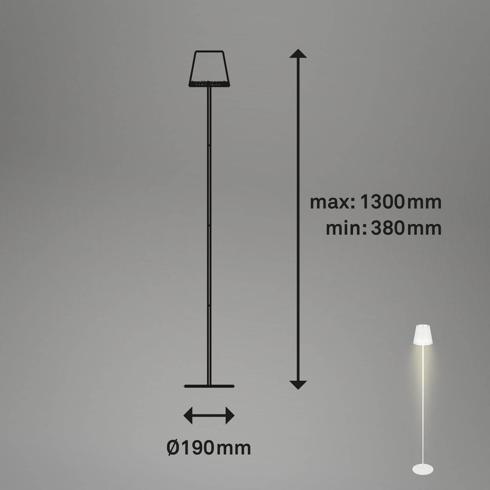 LED-Akku-Stehleuchte Kiki, 2.700K, weiß von Briloner