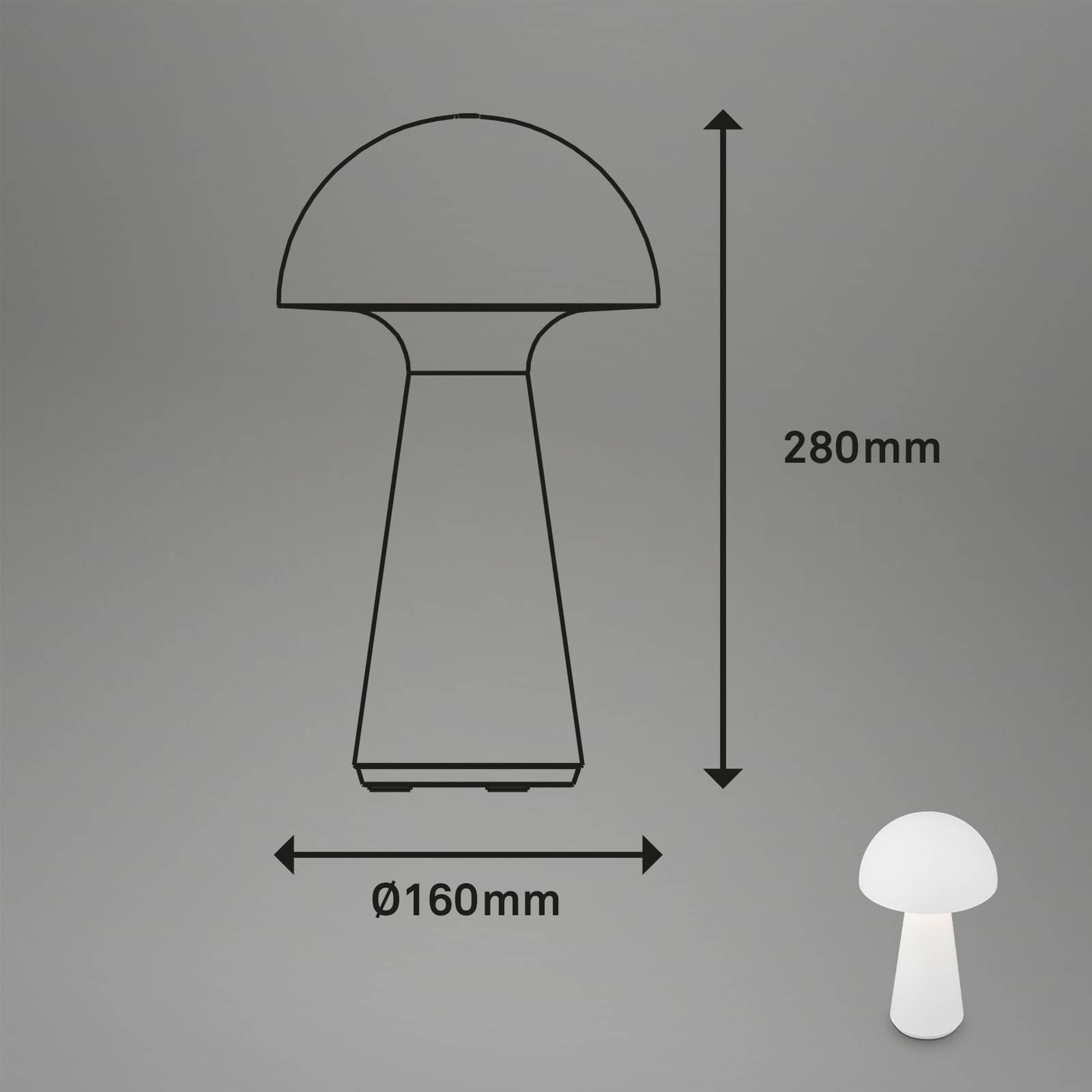 LED-Akku-Tischleuchte Fungo, aufladbar, weiß von Briloner