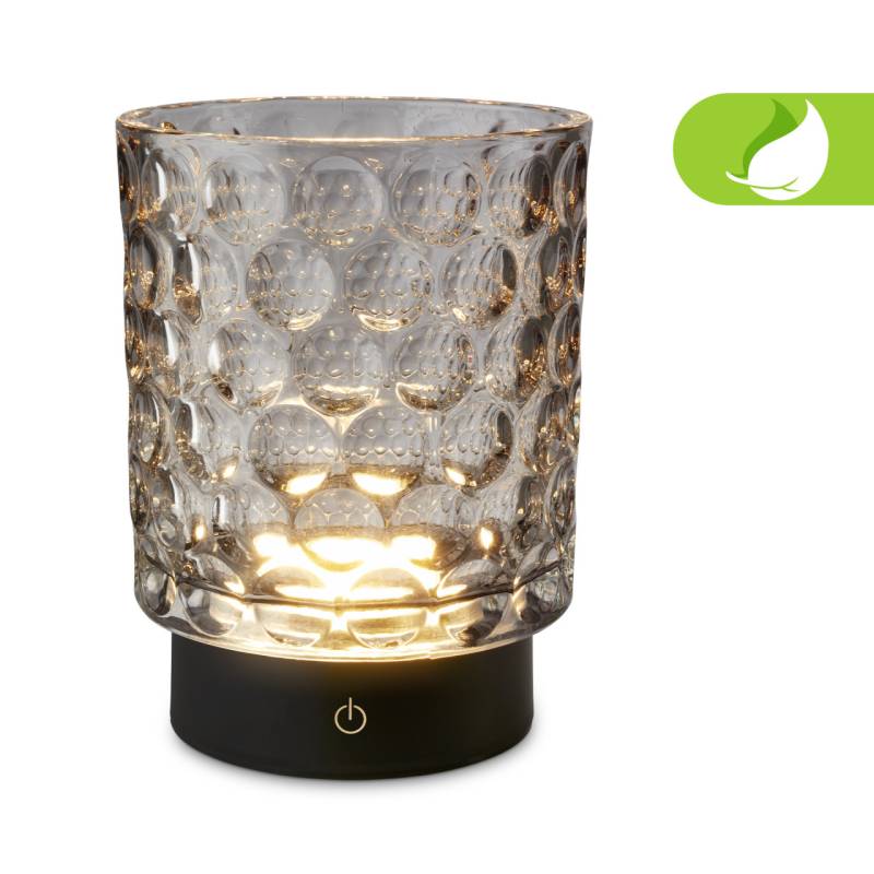 Briloner LED Akku-Tischleuchte Sunora grau 15 cm warmweiß dimmbar von Briloner
