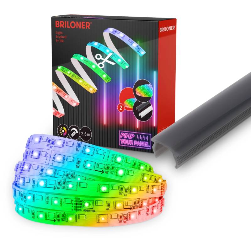 Briloner LED Band Pimp your Panel Ergänzungs-Set RGB+W Dimmbar 2,6 m Weiß von Briloner
