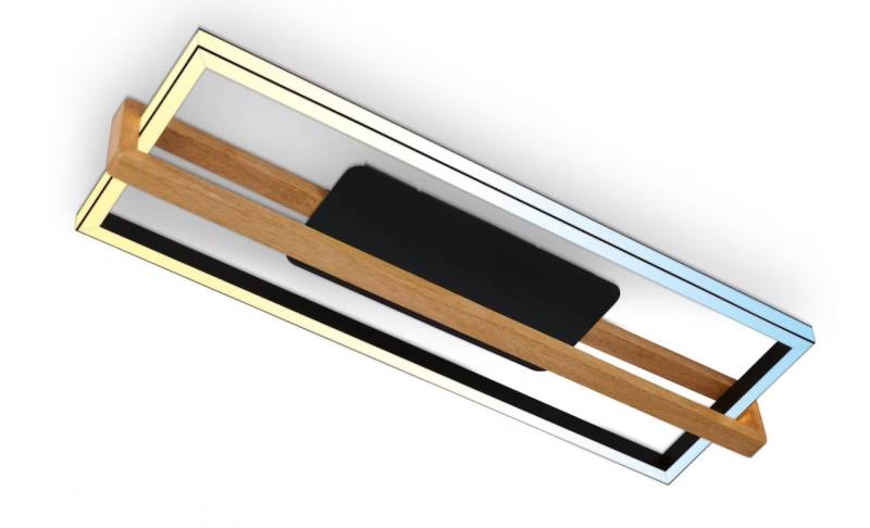 Briloner LED-Deckenleuchte CCT  schwarz mit Holz 50W von Briloner