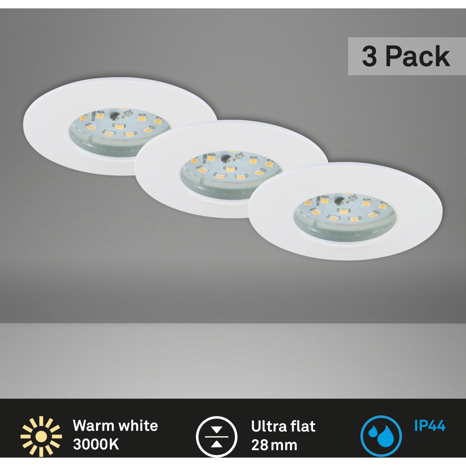 Briloner LED-Einbauleuchte Attach 3er-Set starr Weiß Briloner LED-Einbauleuchte Attach 3er-Set starr Weiß von Briloner