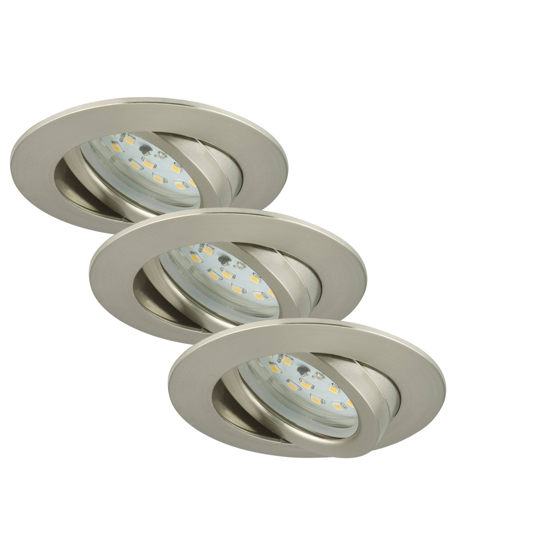 Briloner LED-Einbauleuchte matt-nickel 5 W schwenkbar, 3er-Set von Briloner