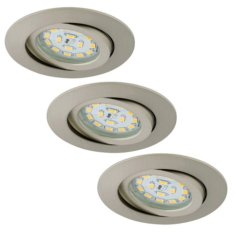 Briloner 3er Set LED Einbauleuchten Attach nickel-matt Ø 8,2 cm von Briloner