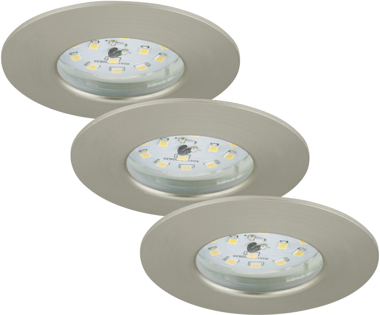 Briloner 3er Set LED Einbauleuchten Attach nickel-matt Ø 7,5 cm starr von Briloner