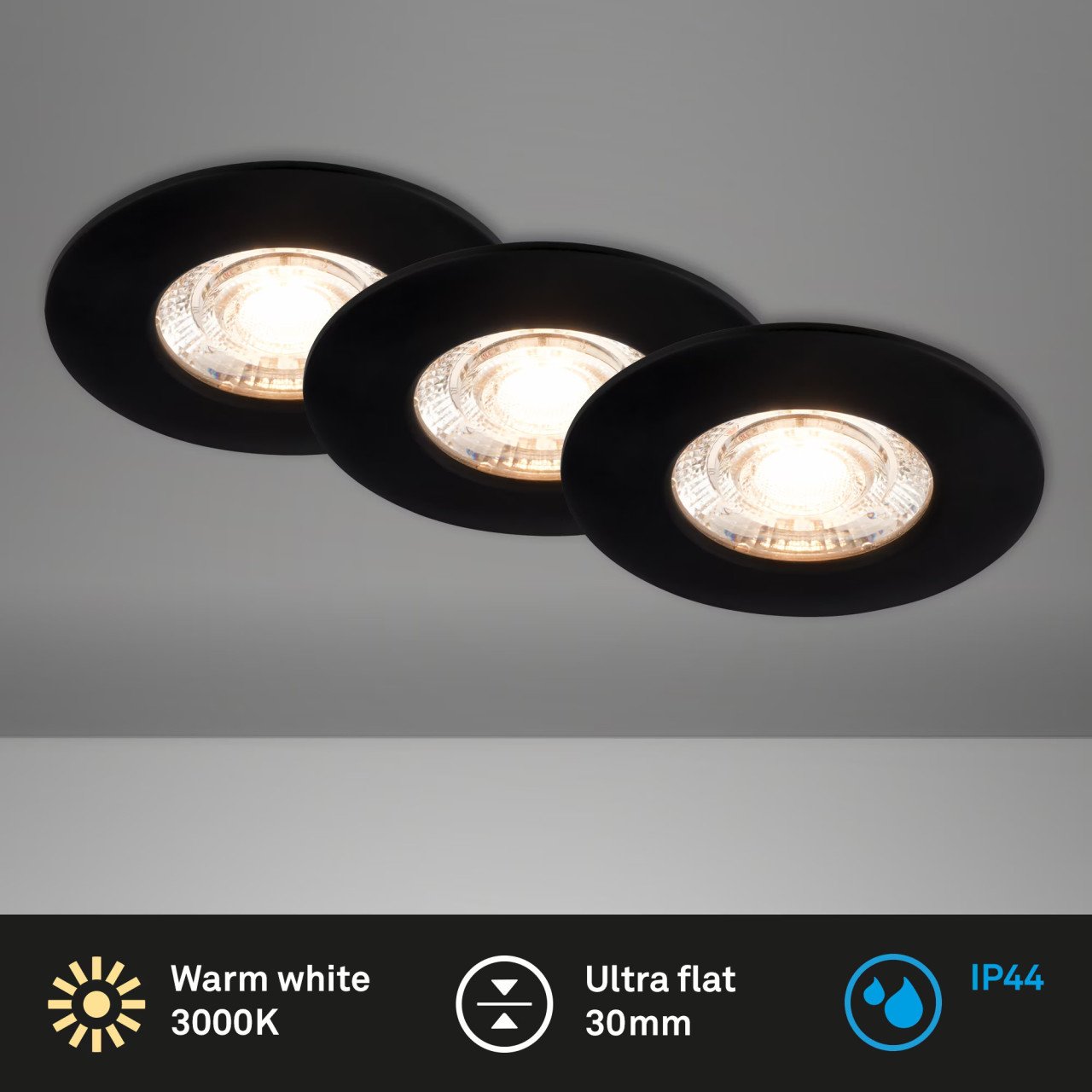 Briloner LED-Einbauleuchten Kulana Mini 3er Set Mini 3,6W 350lm schwarz Briloner LED-Einbauleuchten Kulana Mini 3er Set Mini 3,6W 350lm schwarz von Briloner