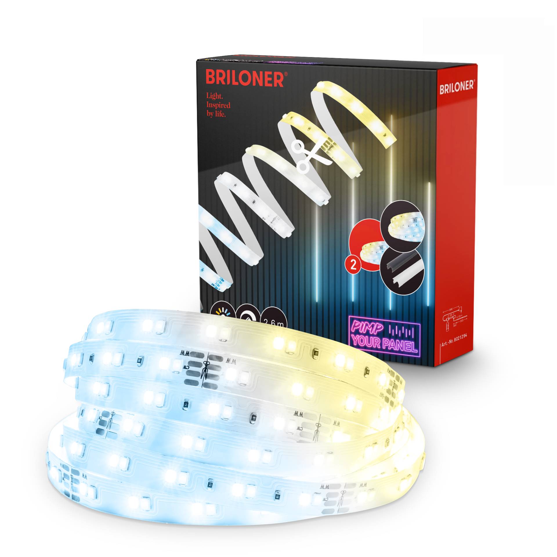 Briloner LED Stripe Ergänzungs-Set 'Pimp your Panel' 500 lm 3000 K CCT einstellbares weiß 2,6 m 230V geeignet für Akustikpaneele Briloner LED Stripe Ergänzungs-Set 'Pimp your Panel' 500 lm 3000 K CCT einstellbares weiß 2,6 m 230V geeignet für Akustikpaneele von Briloner
