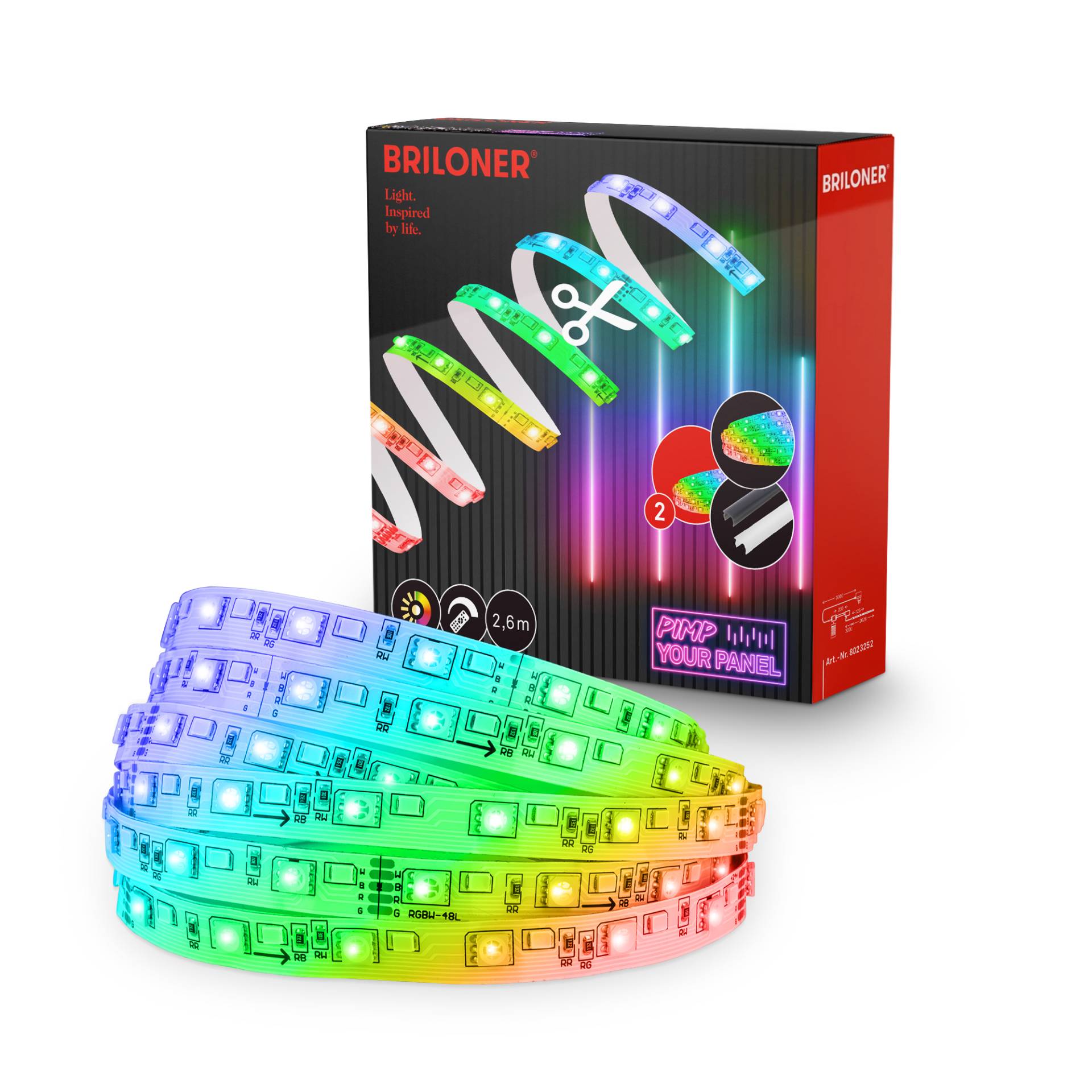 Briloner LED Stripe Ergänzungs-Set 'Pimp your Panel' RGB/W 250 lm 3000 K einstellbares weiß 2,6 m 230V geeignet für Akustikpaneele Briloner LED Stripe Ergänzungs-Set 'Pimp your Panel' RGB/W 250 lm 3000 K einstellbares weiß 2,6 m 230V geeignet für Akustikpaneele von Briloner