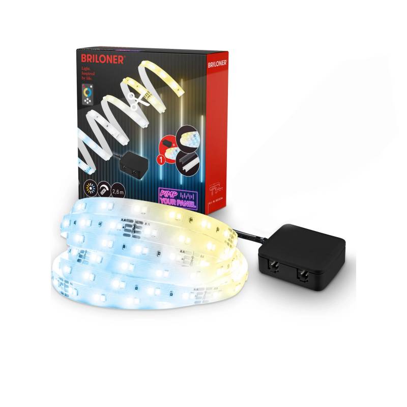 Briloner LED Stripe Starter-Set 'Pimp your Panel' CCT 500 lm 3000 K einstellbares weiß 2,6 m 230V mit Fernbedienung geeignet für Akustikpaneele von Briloner