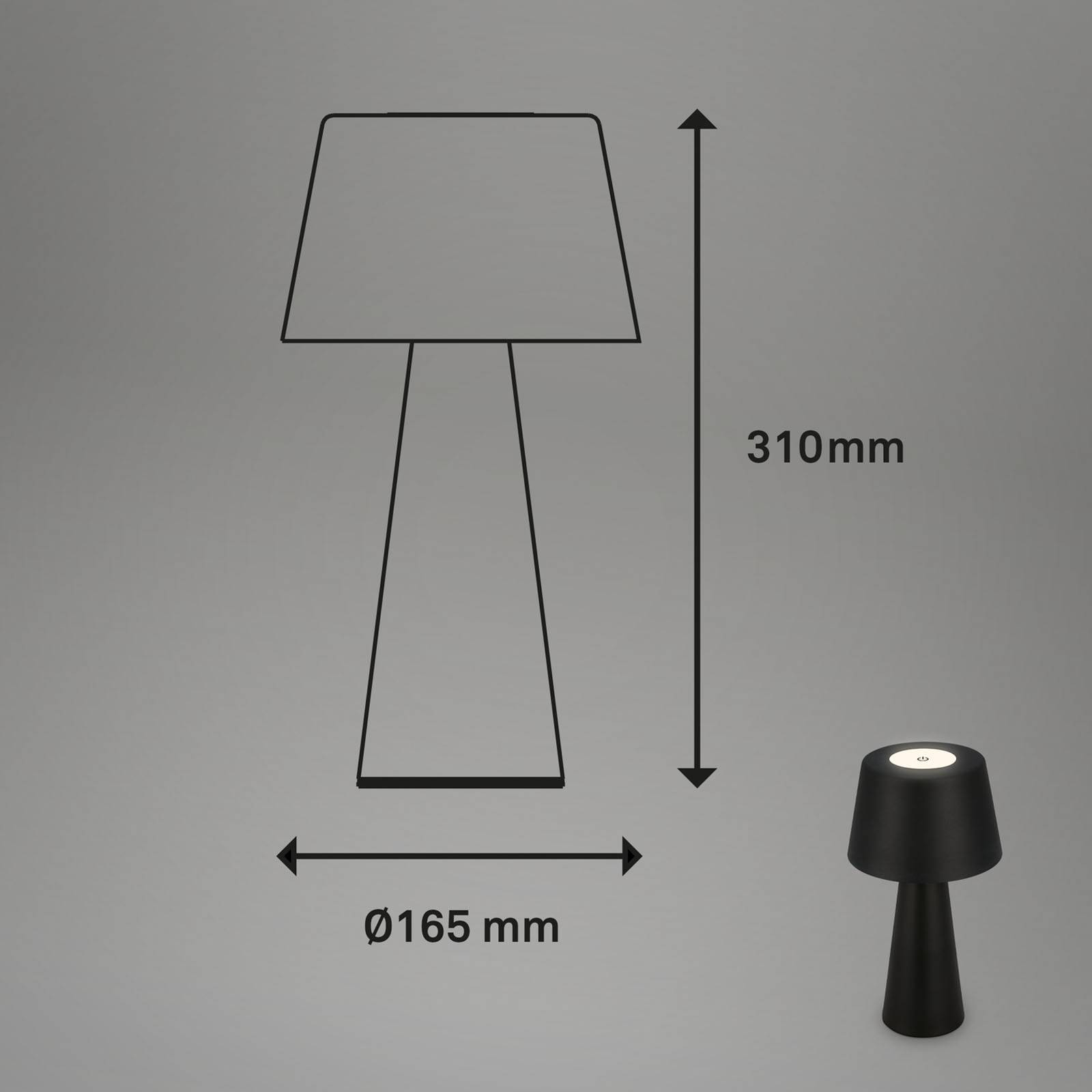 LED-Tischlampe Kihi mit aufladbarem Akku, schwarz von Briloner