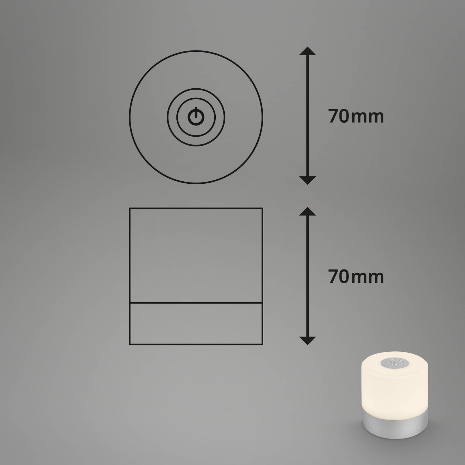 LED-Tischleuchte Smal, Akku, 2.700 K, chrom matt von Briloner